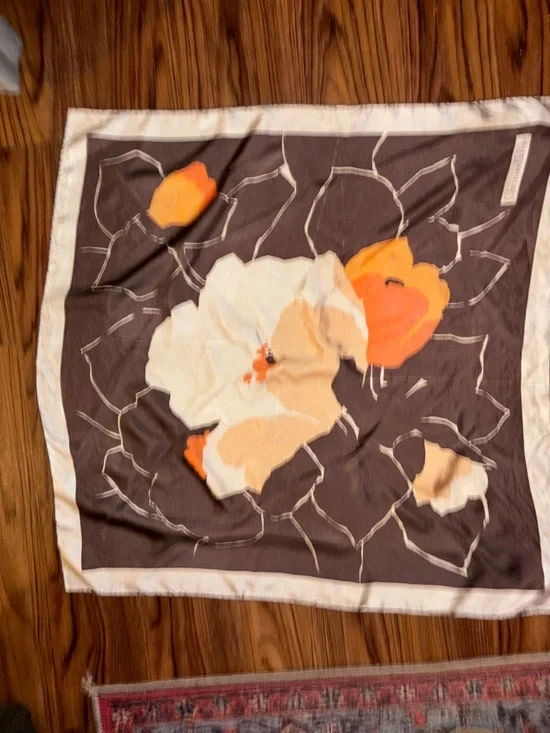 Dior Brown & Cream Signature Border Silk Scarf - Picture 1 of 2